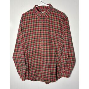 Vintage Eddie Bauer AKA Red Plaid Flannel Button Down Cotton Casual Shirt Sz L